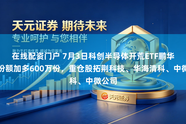 在线配资门户 7月3日科创半导体开荒ETF鹏华基金份额加多600万份，重仓股拓荆科技、华海清科、中微公司